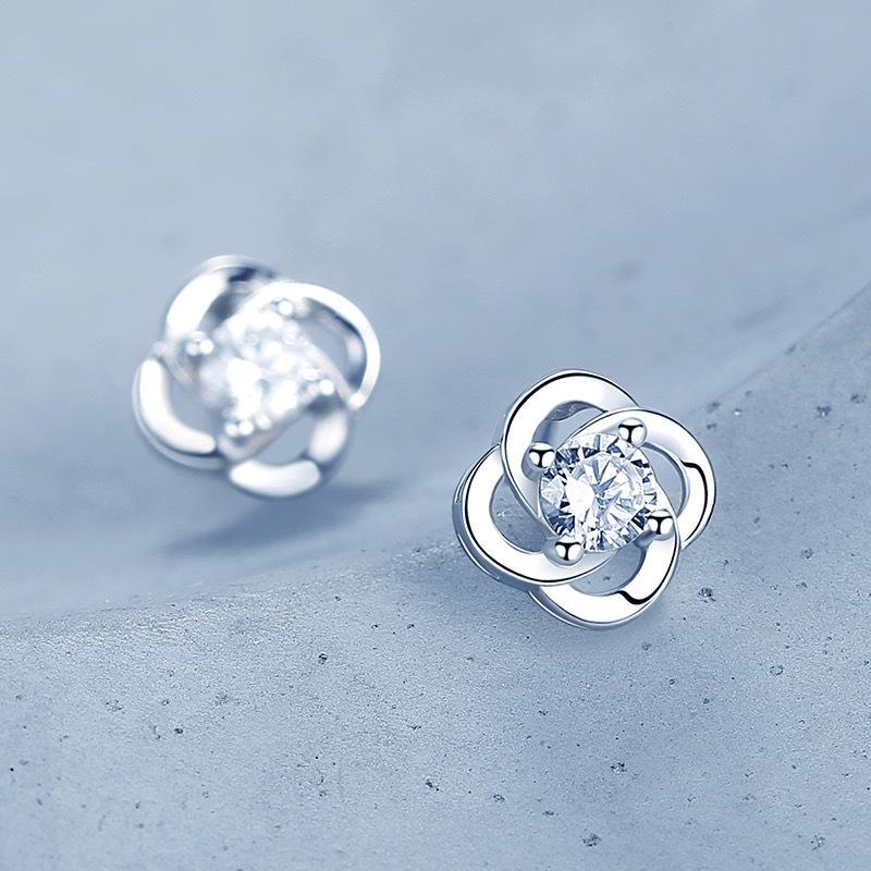 Glücksklee Ohrstecker Damen S999 Reinsilber Personalisiert Anmutige und Wilde Ohrringe Sommer Klassischer Stil Ohrringe