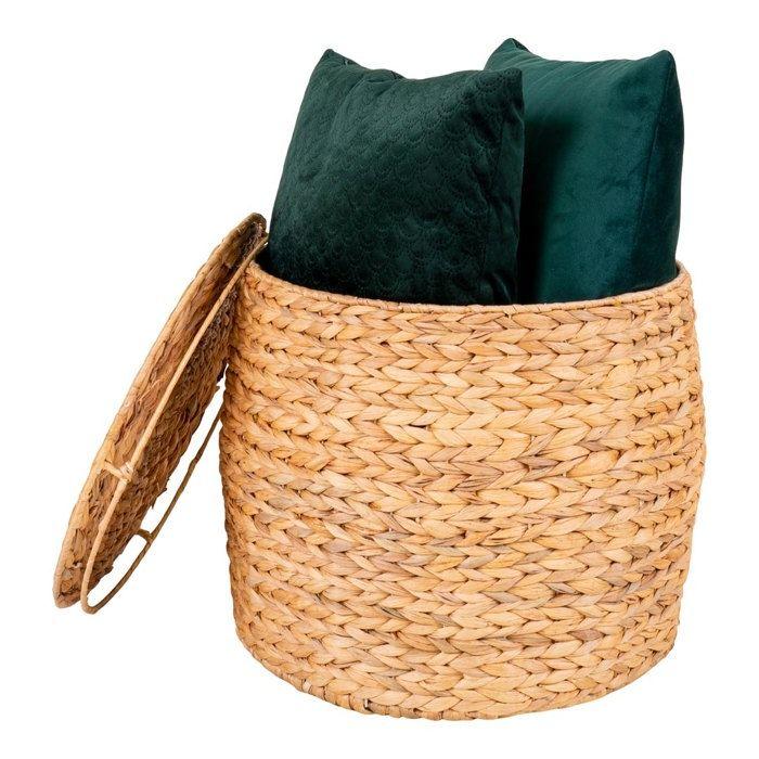 Delia table d'angle Ø43cm avec rangement naturel.