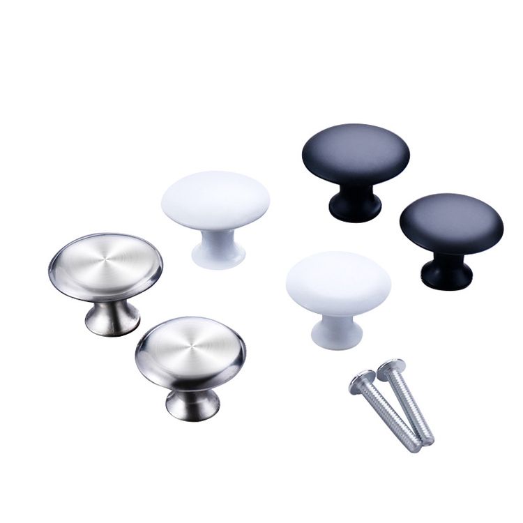 Modern Minimalist European Style White and Black Single-hole Handle Clothes Cabinet Round Stainless Steel Drawer Handle