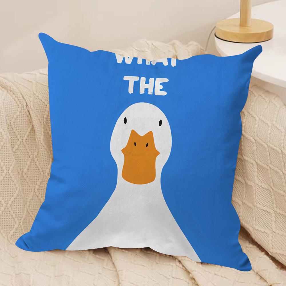 Funny What the Duck Art Cushion Cover Pillowcase Ultra Soft Skin Friendly Fabric Cloud Like Comfort  Concealed Zipper