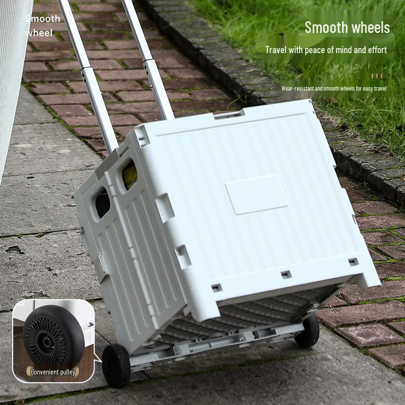 Younai Lightweight Portable Folding Shopping Cart with Trailer Trolley for Home Use