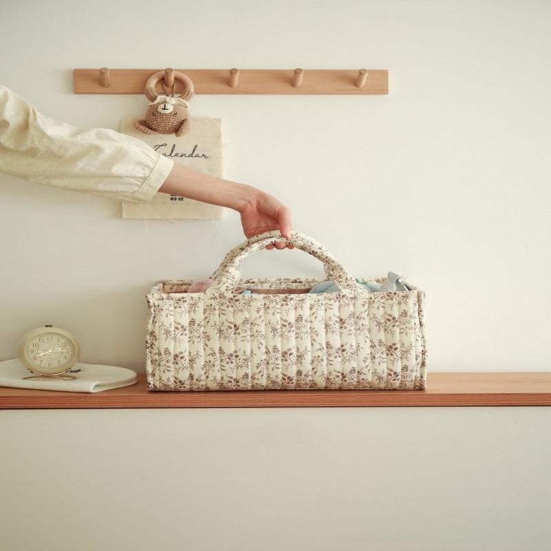 Floral Print Baby Diaper Bag Nappy Caddy Organizer Mommy Bag Large Capacity Baby Items Toys Storage Bag Travel Handbag for Mom