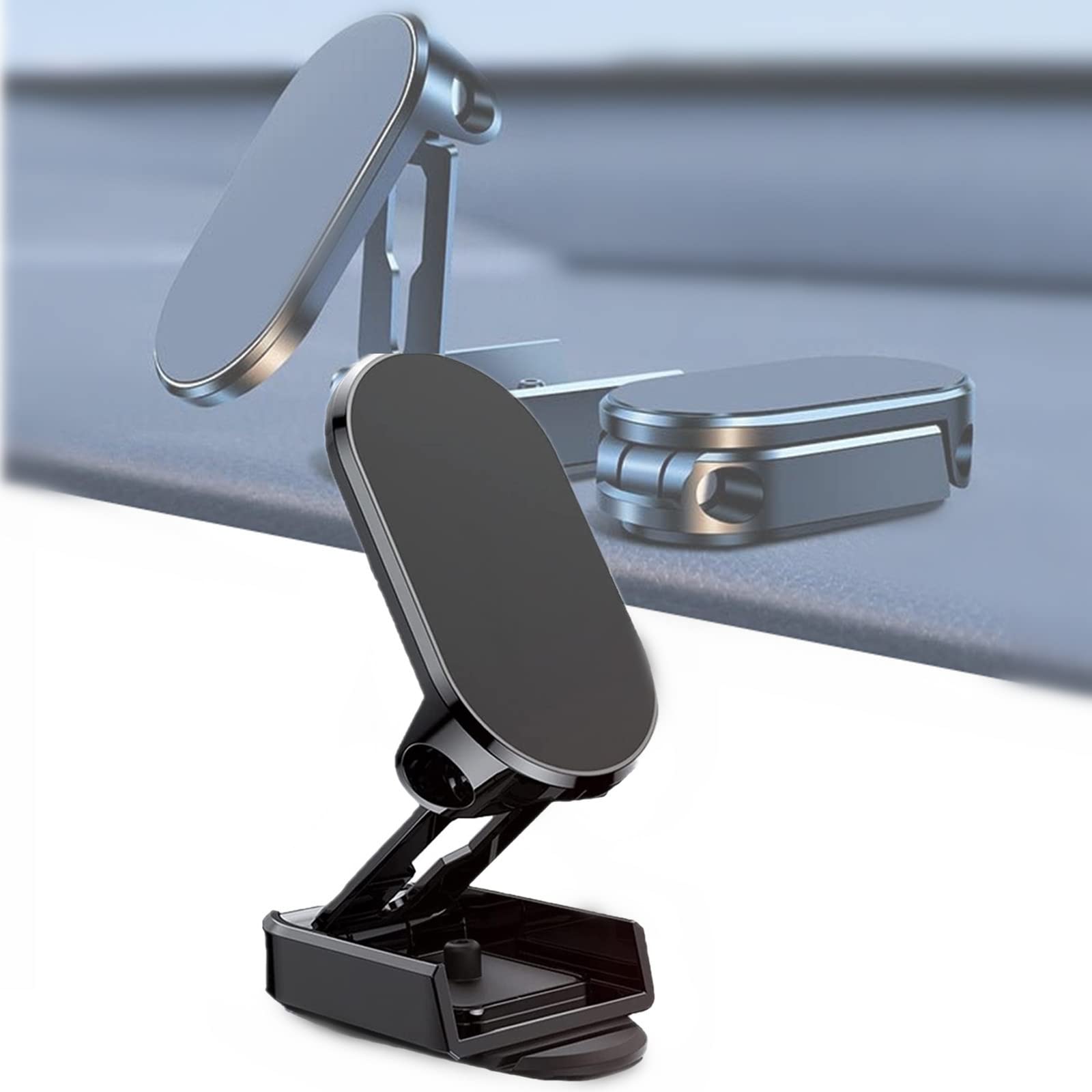 Metal Magnetic Car Mobile Phone Holder Folding Magnet Cell Phone Stand in Car GPS Support For 360° Rotatable Moun чёрный