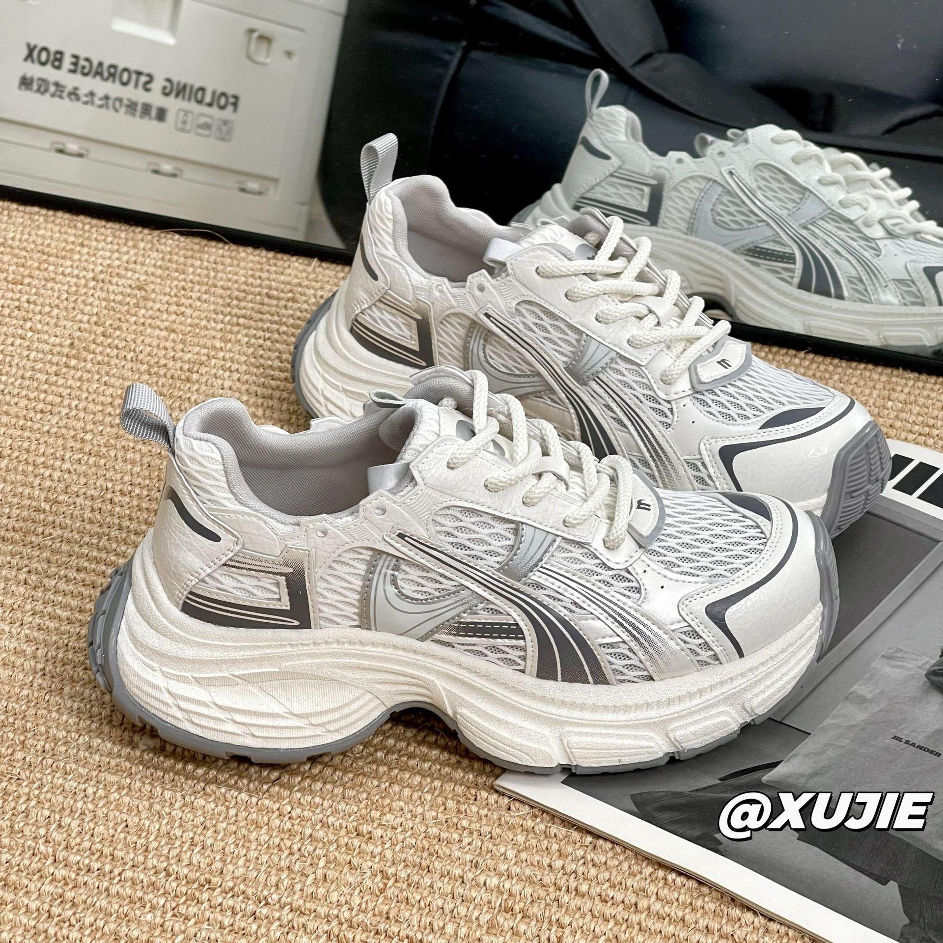 

Кроссовки «папины», дышащие и легкие, новые женские повседневные спортивные туфли на толстой подошве для увеличения роста, обувь для путешествий 40 бежевый