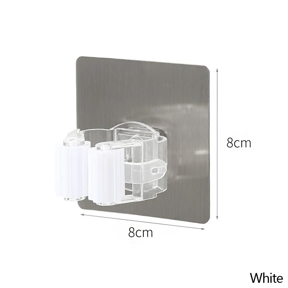 Многофункциональный настенный держатель Самоклеящийся зажим для швабры Крючок Держатель для швабры без сверления Не оставляющая следов стойка Стойка для хранения веников Крючок белый 857₽
