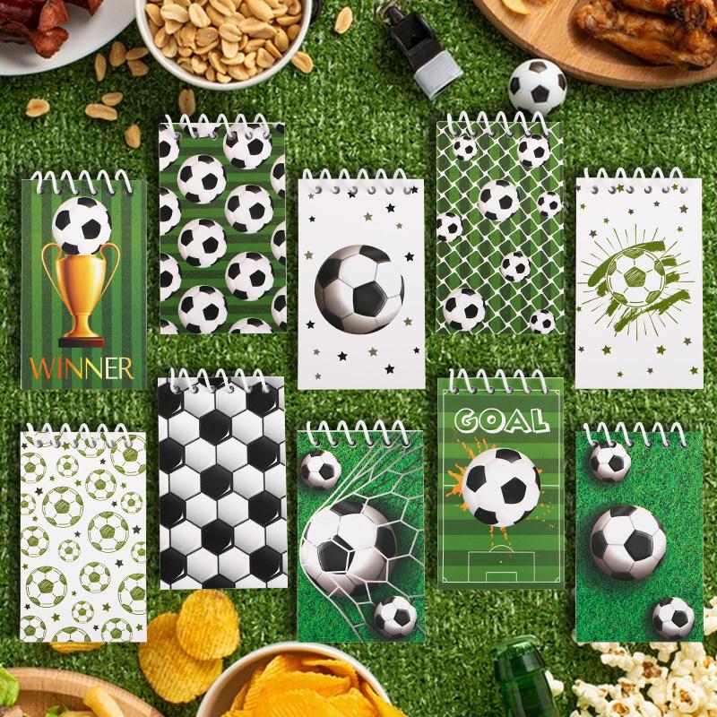 10Pcs Soccer Spiral Pocket Notebooks Mini Notepad for Kids Sports Birthday Party Favors Pinata Filler Christmas Gift Supplies