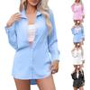Women's Casual Mid-Length Long Sleeve Shirt Solid Color Tops