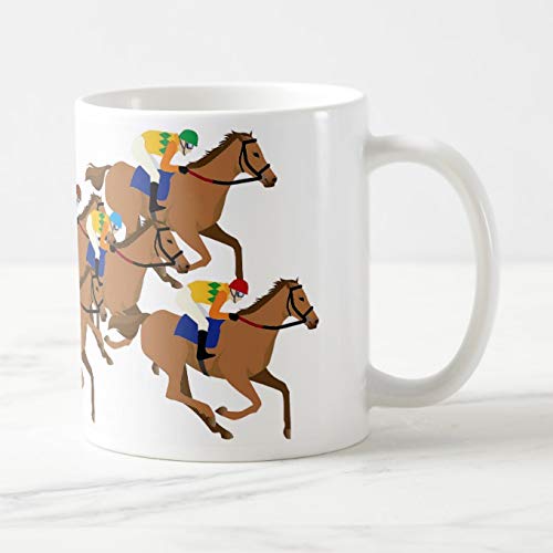 Horse Racing Jockey and Thoroughbred Illustration Mug: Photo Mug (Horse Series) (A)
