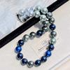 14Mm Haute Couture High Quality Vintage Contrasting Platinum Gray Gradual Change Color Artificial Crystal Pearl Necklace Collarbone Chain