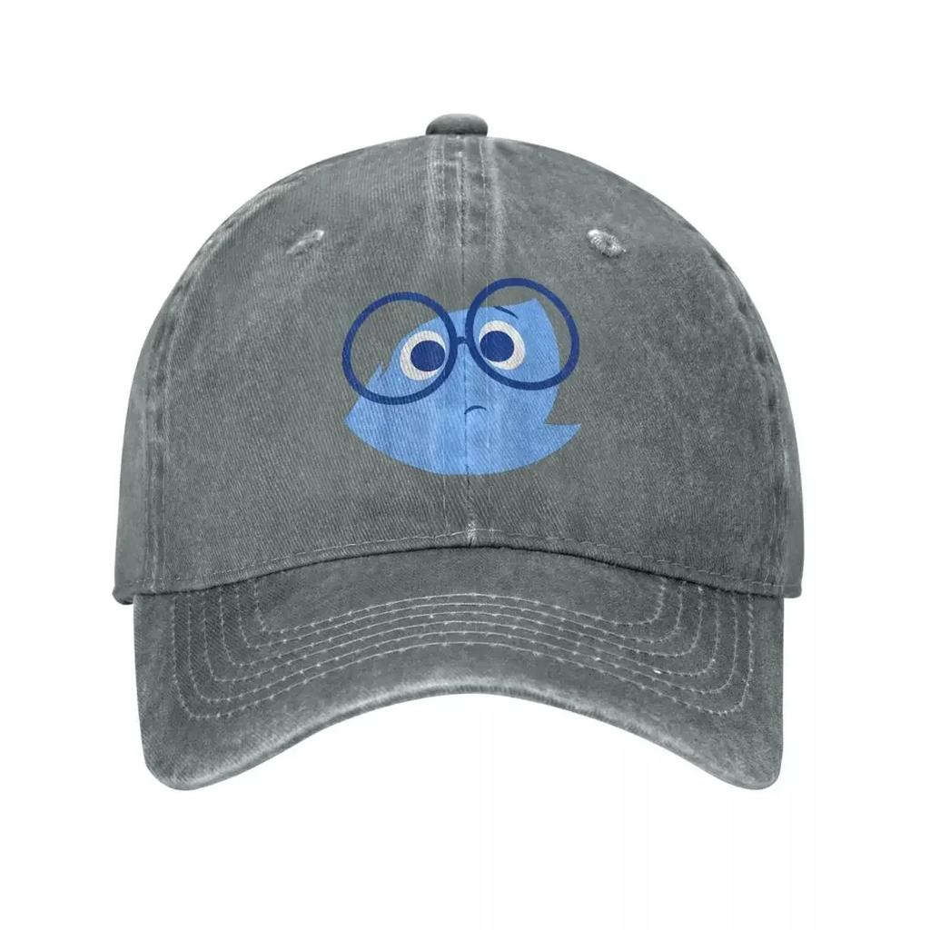 Inside Out Sad Face Halloween Baseball Caps Classic Distressed Denim Cartoon Anime Sun Cap Unisex Outdoor Running Adjustable Hat