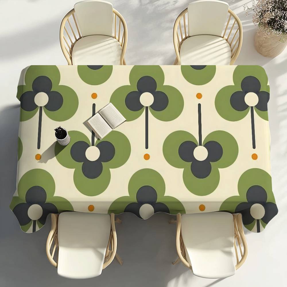 O-Orla Kiely Flower Party Decor Dining Room Home Kitchen Patios Waterproof Stain-Proof Table Cloth