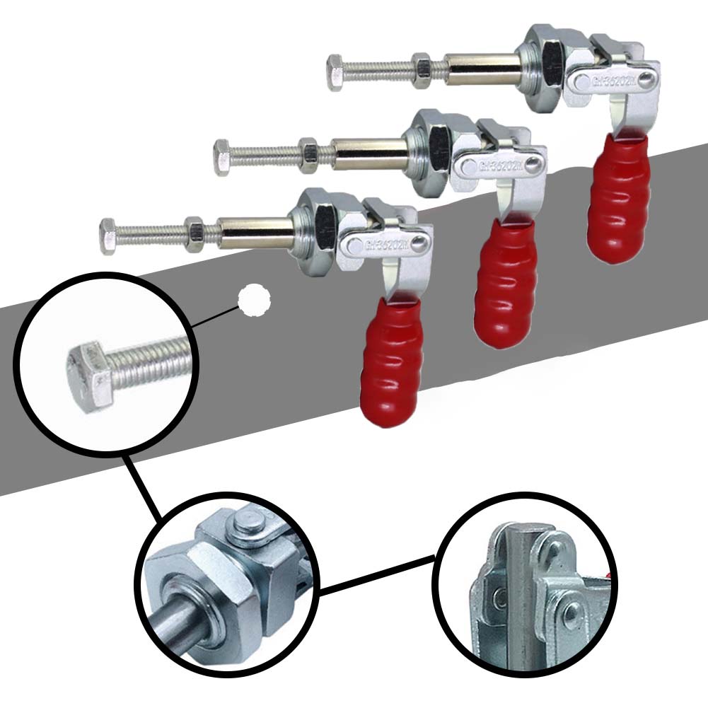 3 Stück GH-36202M Kniehebelspanner, 91kg 200lb Haltekraft Druck-Zug-Wirkung Handwerkzeuge Für Holzbearbeitung und Schweißen