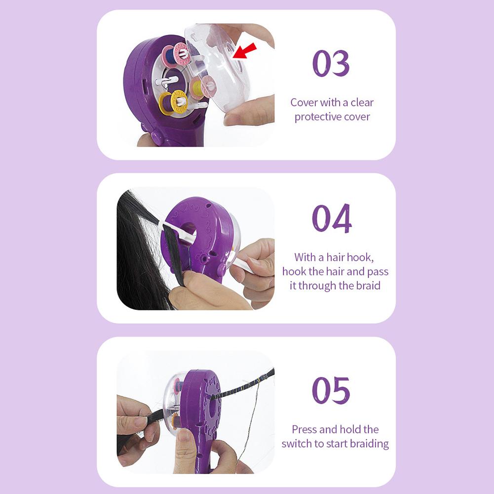 Hair Braider Machine Automatic Hair Braider Funny Gift with Hair Hook Rubber Band Twister Hairstyle Tools Kit for Teen Girls