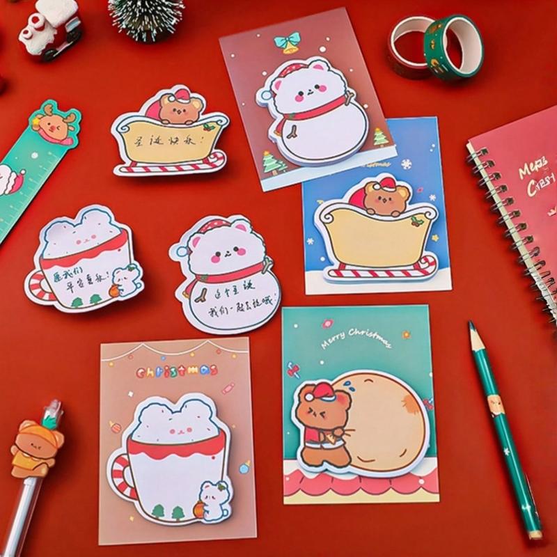 4/6pcs Christmas Note Book, Suitable for Students, Office Study Notes, Santa Claus Memos Cute Christmas Gift Message