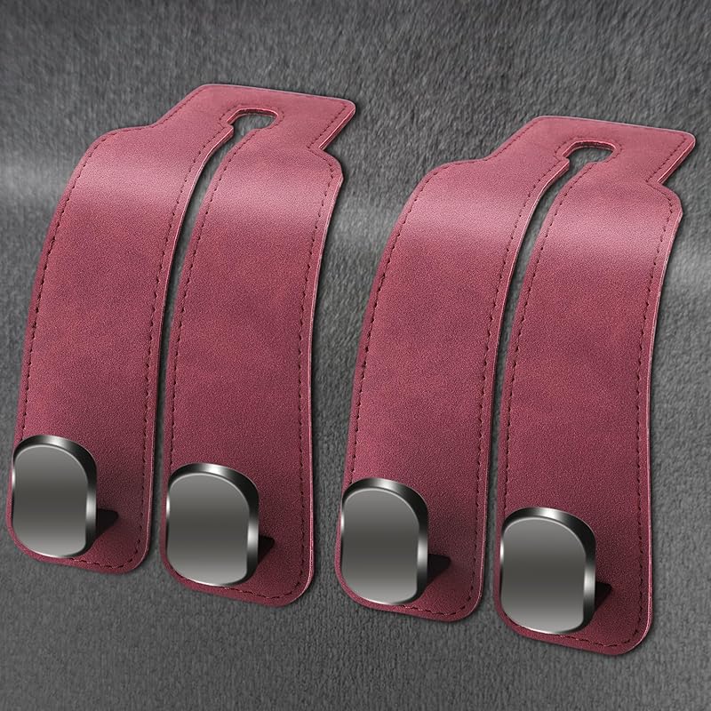 Amelity Headrest Hooks For Car, Car Hooks For Purses And Bags, Purse Hook For Car (Grey-2 Pack)