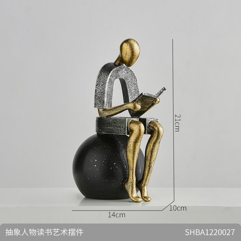 Minimalist Figurine Reading Sculpture Abstract Resin Desktop Human Figure Ornament Living Room Hallway Decoration Small Statue