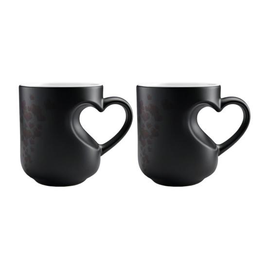 Kubek Zmieniający Kolor w Kształcie Serca 11oz Magiczny Ceramiczny Kubek Odkrywa Ukryty Wzór Kubek do Kawy z Gorącymi Napojami Romantyczny Prezent dla Miłośników Kawy i Herbaty