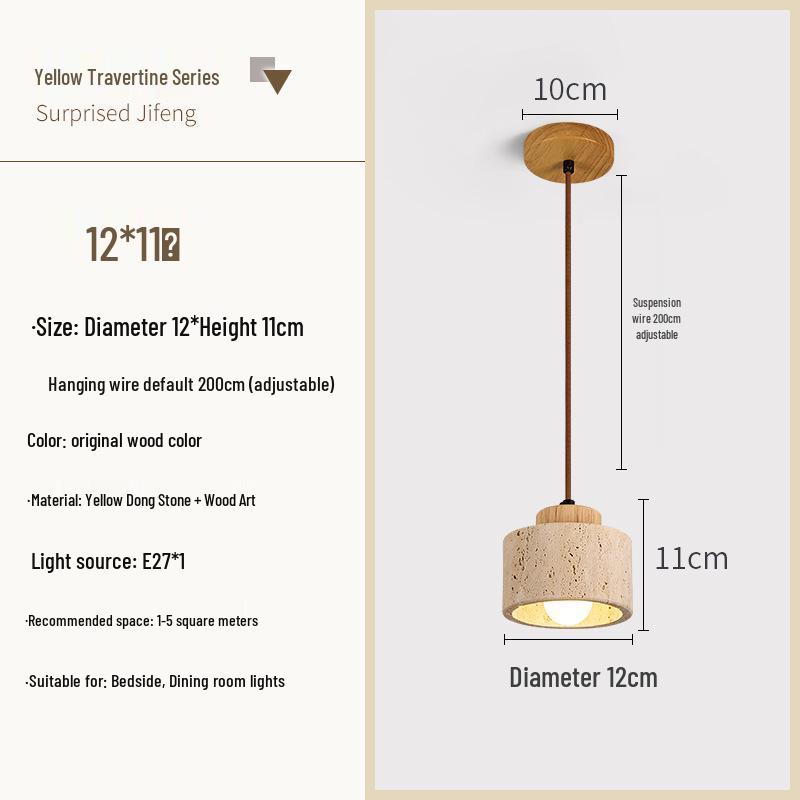 Wabi-Sabi Yellow Stone Pendant Lamp for Bedroom or Bar Counter