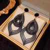 Vintage Dark Floral Inlaid Teardrop Earrings for Women – Retro Cool Ear Jewelry