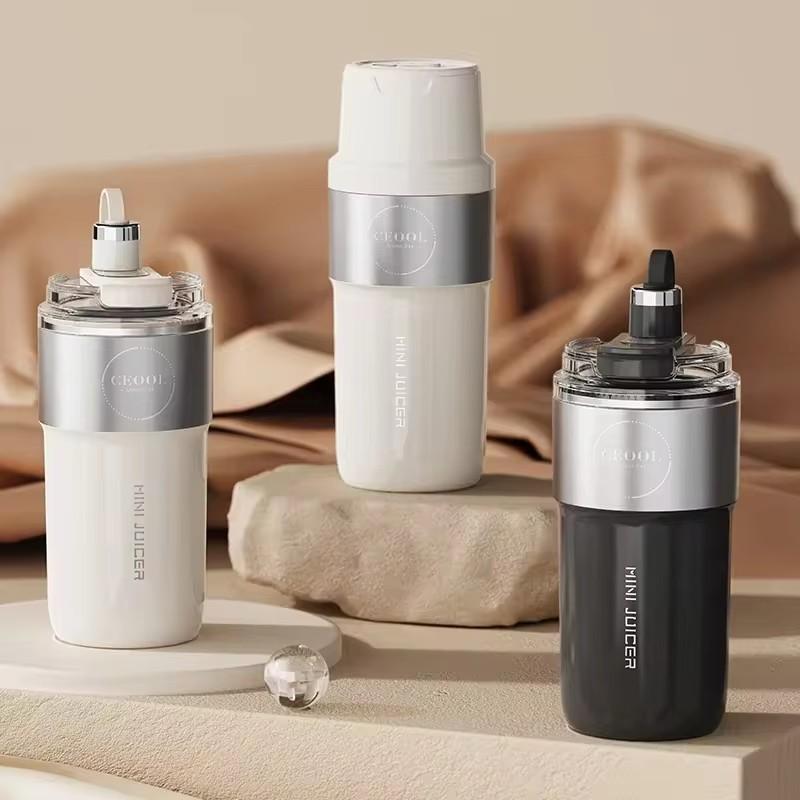 350ml Stainless Steel Portable Vacuum Juicer with USB Charging, Double-Layer Insulation and 26-Blade High-Speed Motor for Fresh