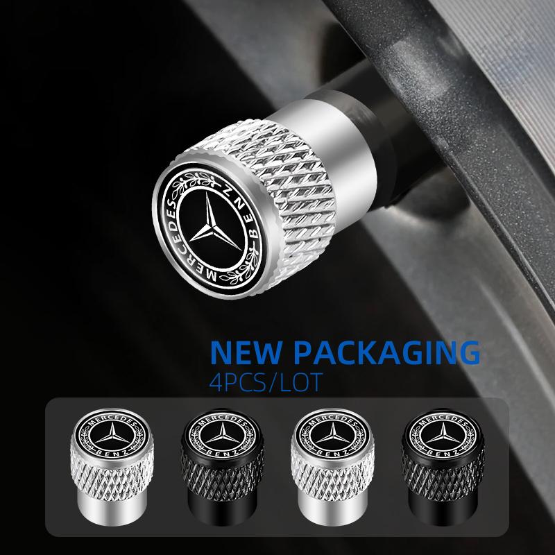 4pcs Car Wheel Tire Valve Stems Caps Aluminum Tyre Rim Stem Covers Airdust Waterproof for Mercedes Benz C180 C200 C260 C300 SR9