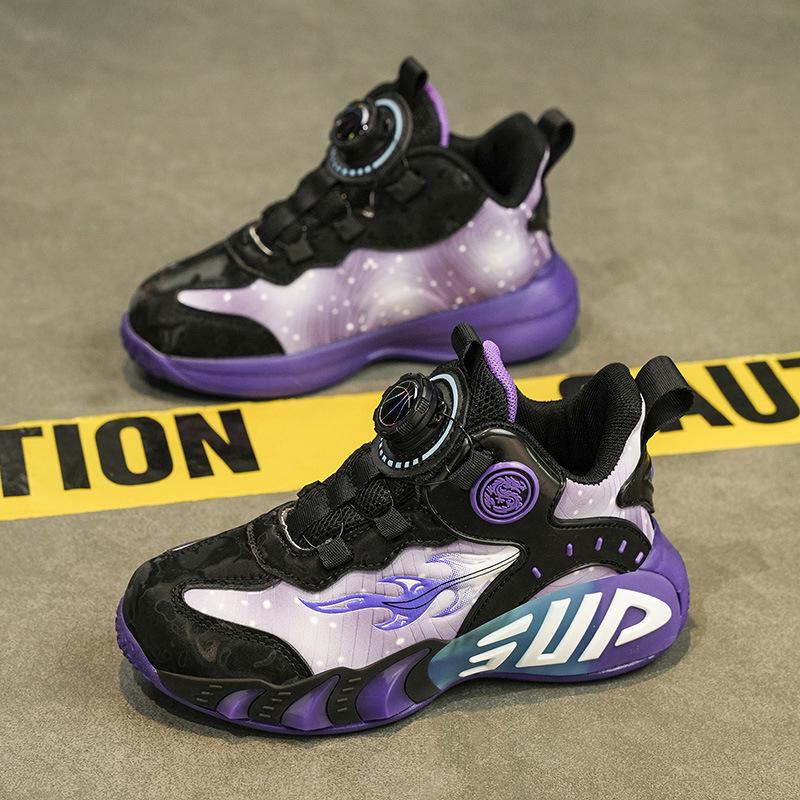 Boys' Shock-Absorbing Leather Basketball Shoes | Non-Slip, Lightweight Sports Sneakers for Big Kids, Fall/Winter 2025