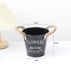 Small Retro Distressed Whitewashed Tin Flower Pot for Tabletop or Balcony Decor, Ideal for Succulents and Iron Lettering