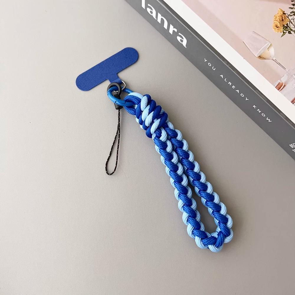 

IN Korea Universal Braided Short Mobile Phone Lanyard Strap Hanging Chain Ring Cord with Patch Wrist Strap Cell Phone Detachable