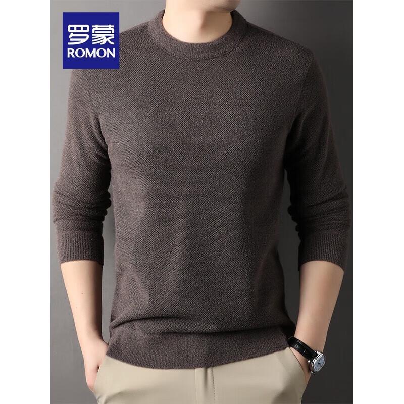 ROMON Men's Faux Mink Velvet Thermal Round Neck Knit Sweater