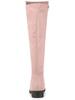 Allegra K Women's Knee-High Boots with Side Zipper and Chunky Heel, Dust Pink, Size 25.5cm