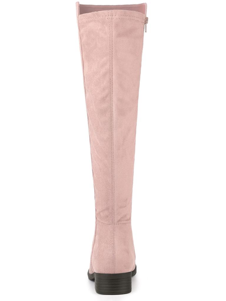 Allegra K Women's Knee-High Boots with Side Zipper and Chunky Heel, Dust Pink, Size 25.5cm