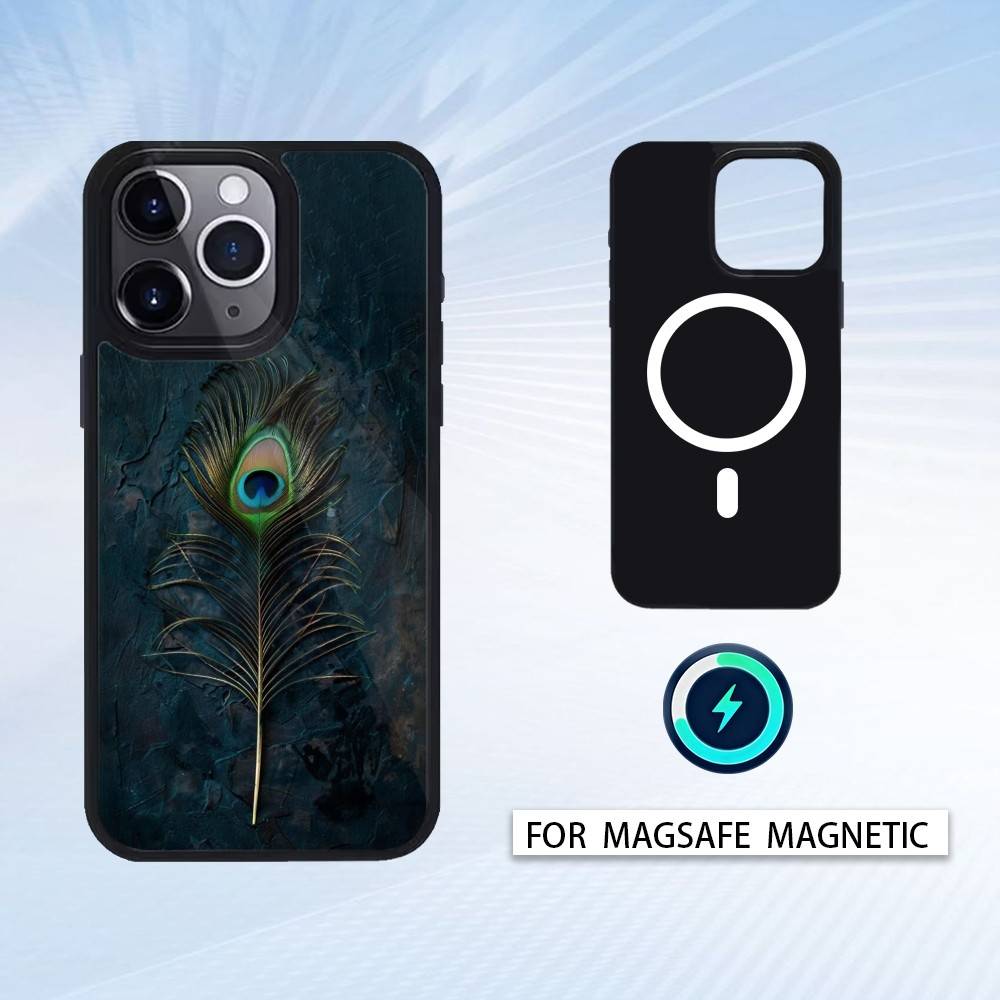 Peacock Phone Case For iPhone 17,16,15,14,13,12,Pro,Max For Magsafe Magnetic Wireless Charging