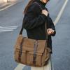 Canvas Bag Business Shoulder Crossbody Bag Large Capacity Lightweight Contrast Color Student Bag