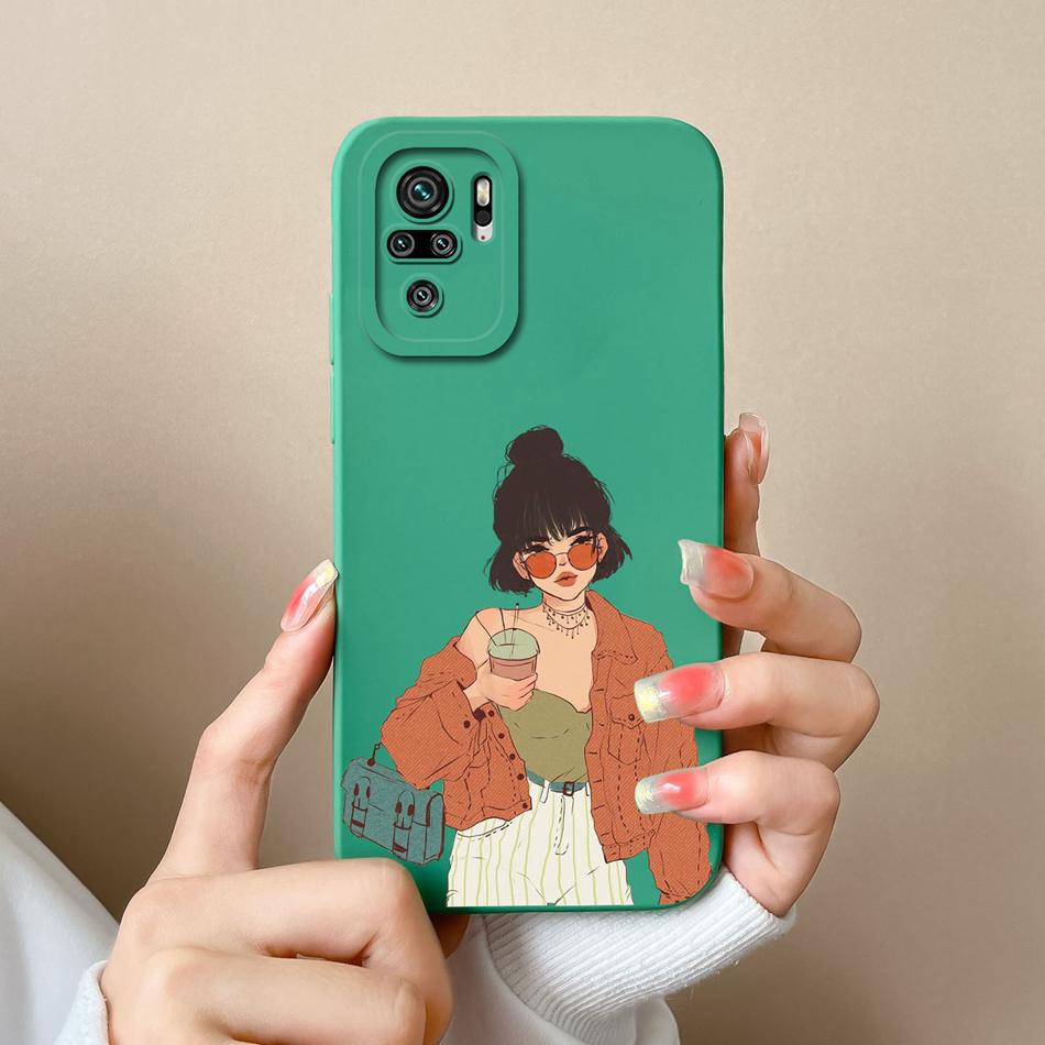 For Redmi Note 10 10T 10S Phone Case Cartoon Liquid Silicone Full Coverage Anti Drop Bumper For Xiaomi Redmi Note10 10 S T Funda