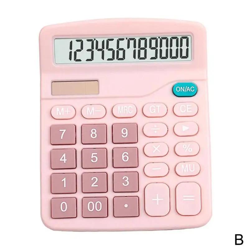 Desktop Calculator Standard Function Calculator with 12-Digit Large LCD Display Solar & Battery Dual Power for Home Basic O E7I9