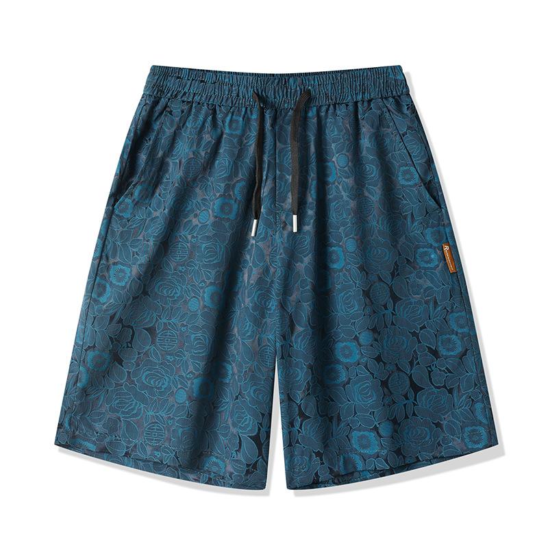 Summer Thin Ice Silk Quick Drying Casual Shorts for Men, Fashionable Loose Straight Tube Versatile Sports Five Quarter Pants