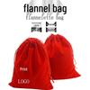 Bolsa de Joias Flocada Vermelha e Preta com Fecho de Cordão - Logotipo Personalizável