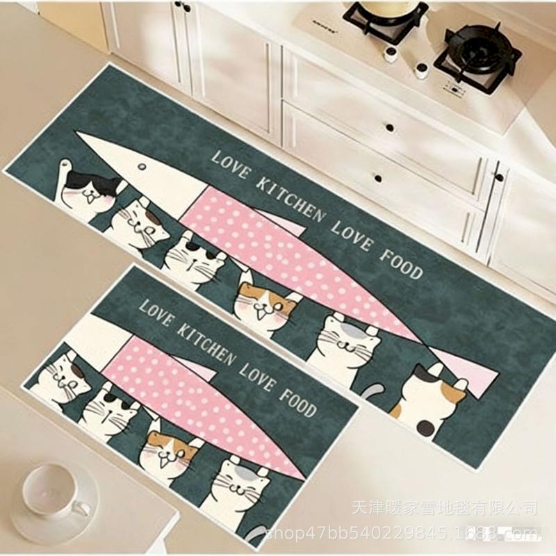 Cute Cartoon Animal Carpet Kitchen Non slip Washable Floor Mat Animal Printing Entrance Floor Mat Home Decoration