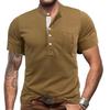 Cămăși clasice Henley pentru bărbați, antrenament ocazional, tricou cu mânecă scurtă, nasturi, cu buzunar, vară, tricou slim, ușoare, pentru bărbați Cămăși Henley de bază