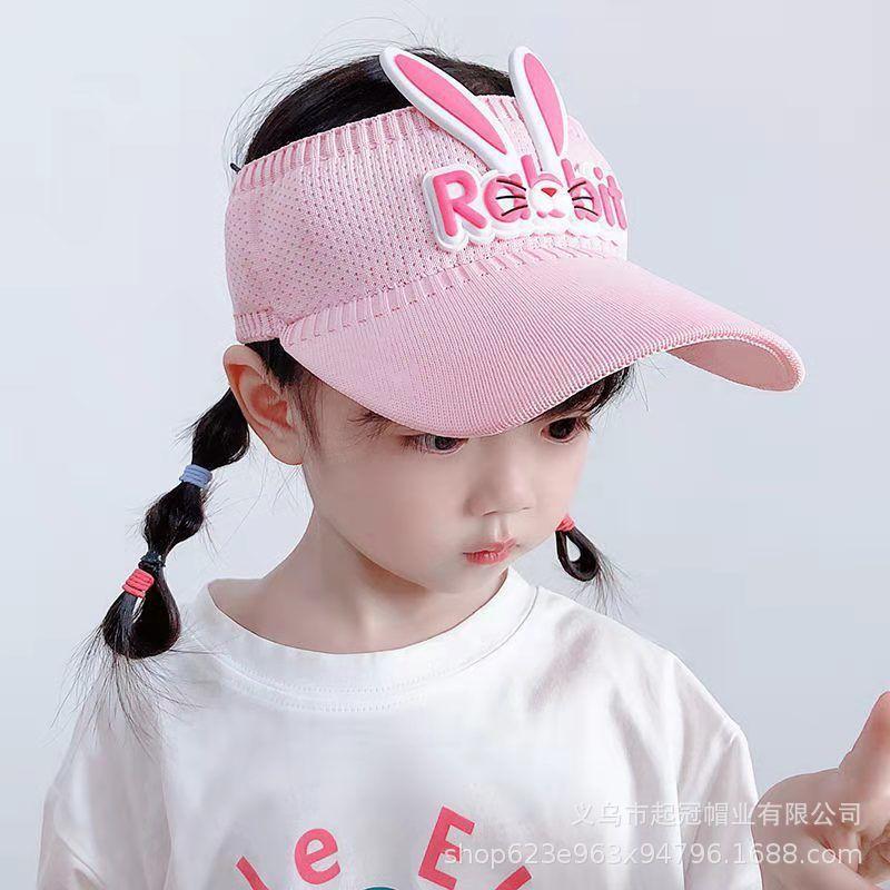 Children's hats can be worn in spring and summer, cartoon rabbit ears, letters, empty top hats, sunscreen sun hats for boys and girls