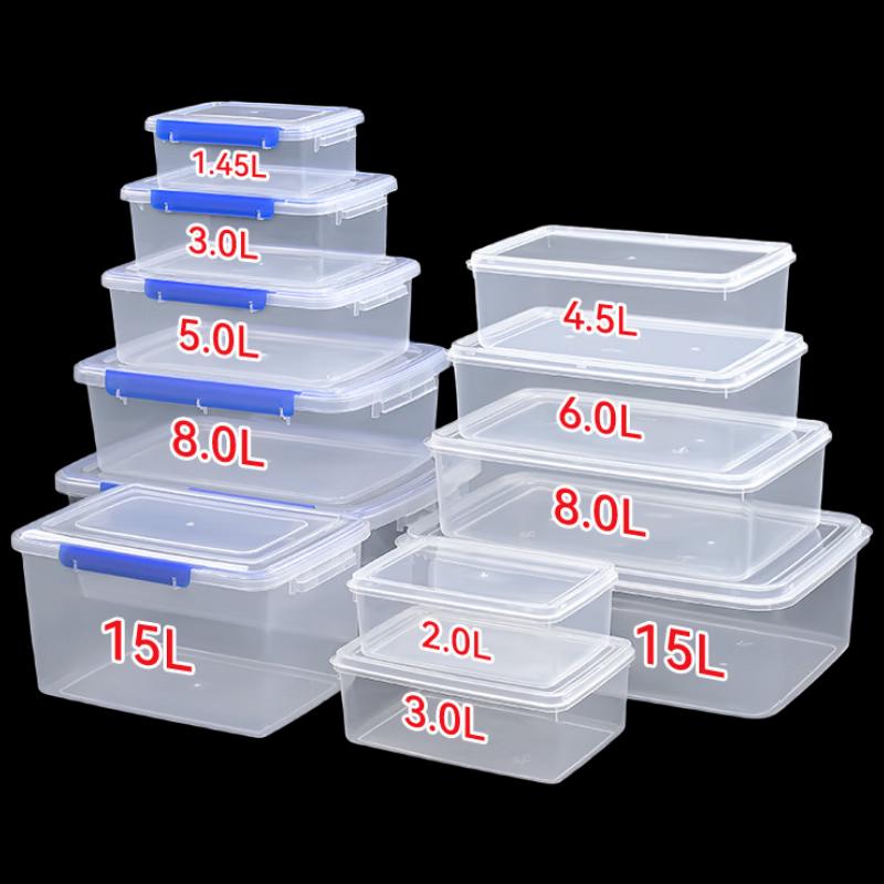 15L Deep Rectangular Plastic Food Storage Container with Double Buckles