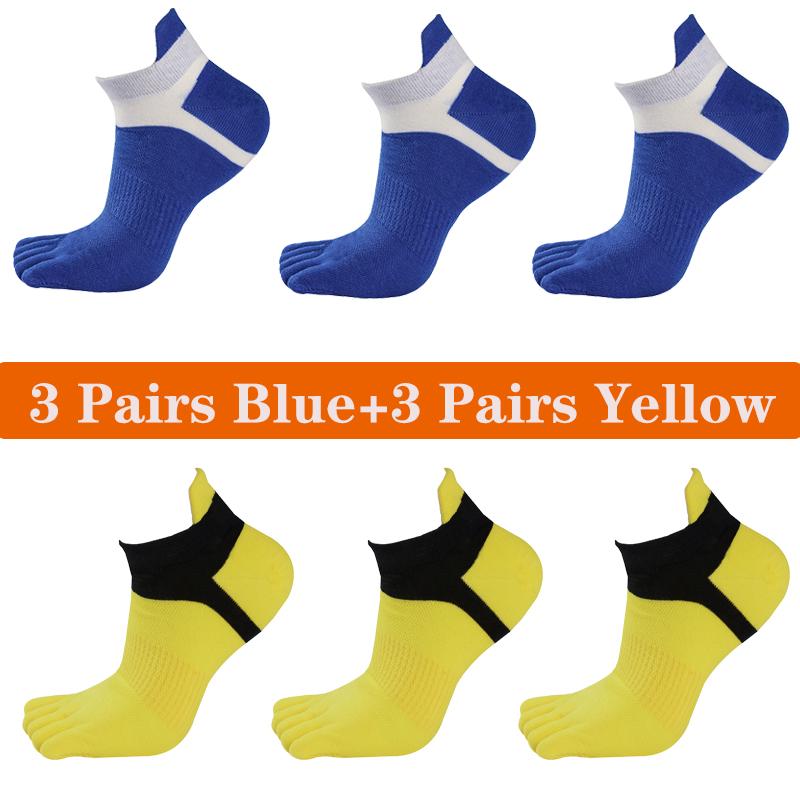 6 Pairs Toe Socks Men Cotton Striped Ankle Socks Sport Breathable Mesh Shaping Anti Friction No Show Short Sock With Five Finger
