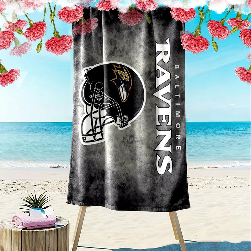 Ravens Print Beach Towel, Large Soft Quick Dry Towel for Beach Camping Swimming