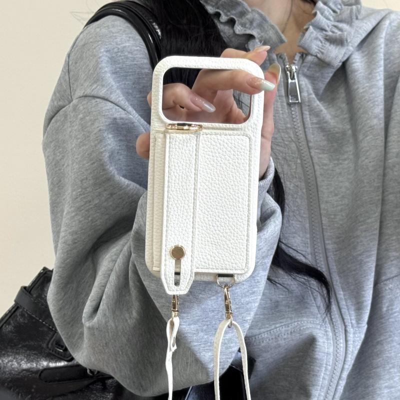 

For iphone 17 16 15 14 13 Air Por Max Wallet Case Neck Shoulder Crossbody Strap Ring Clasp Card Holder Finger Grip Strap Cover Artificial leather&iPhone17