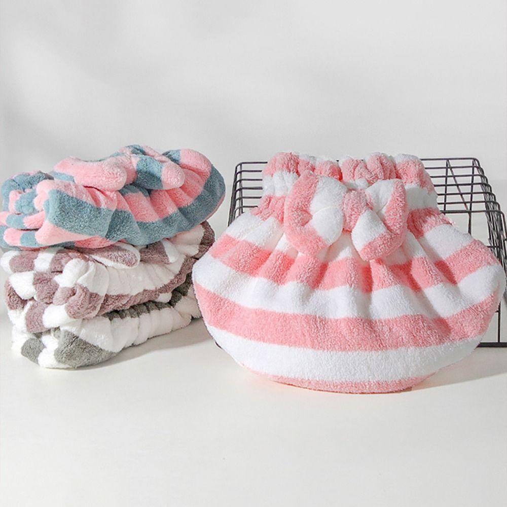 Thickened Soft Bow Hair Towel Wrap Microfiber Quick-Drying Hair Drying Cap Absorbent Shower Cap Women