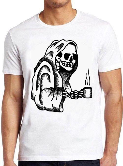 Death Before Decaf Skeleton Funny Meme Gift Tee Gamer Cult Movie T Shirt M743 XXXL