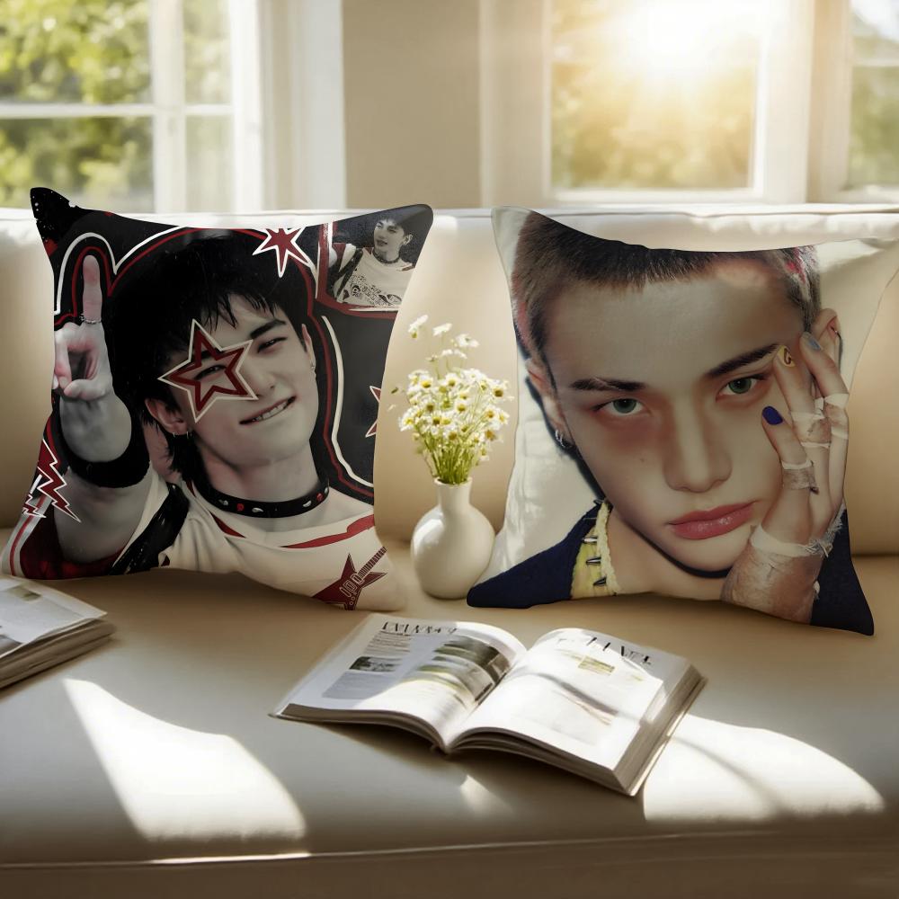 Handsome Kpop Idol HHwang HyunJin Cushion Cover Pillowcase Antidustmite Invisible Zipper Short Plush Sofa Cushion