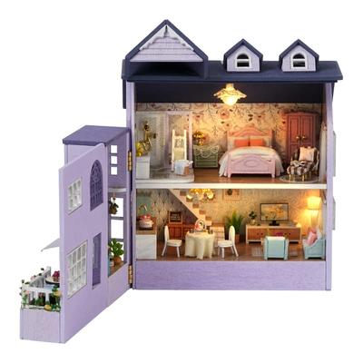 Spilay DIY Holz Miniatur Puppenhaus Bausatz mit Möbeln Dekorativ und LED 3D Puzzle Spielzeug für und Perfekt für und Weihnachten ab 14 Jahren Set,
