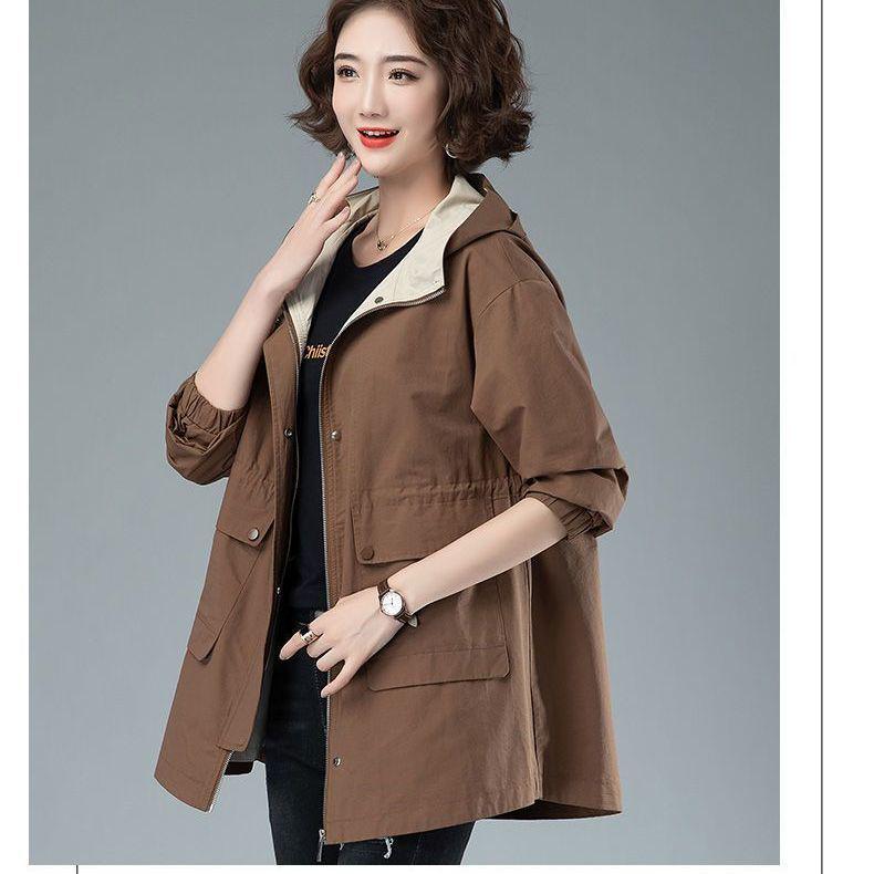 Women's Mid-Length Drawstring Trench Coat - Double-Layer, Casual, and Versatile for Spring/Autumn