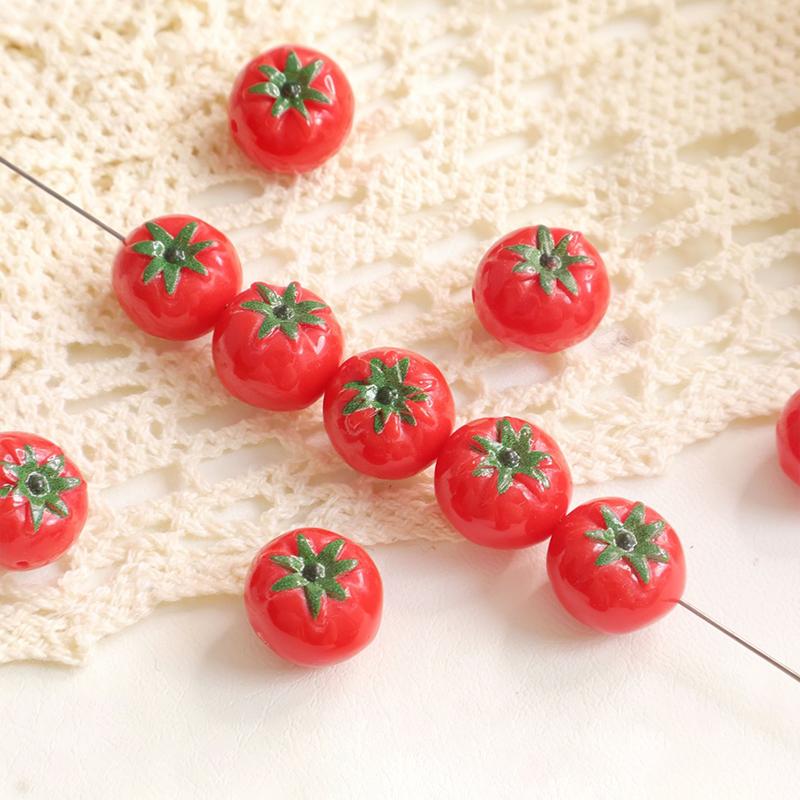 5Pcs Multicolor 3D Fruit Shaped Loose Beads for DIY Handmade Bracelet Keychain Jewelry Making Craft for Home School Use